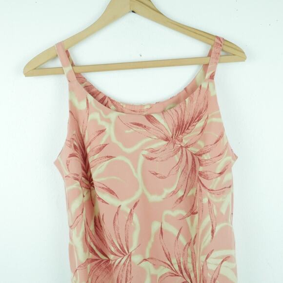 Vintage Medium Dress Hawaiian Resort Tencel Soft Floral Pastel Pink 90s Bias Cut - Picture 3 of 7